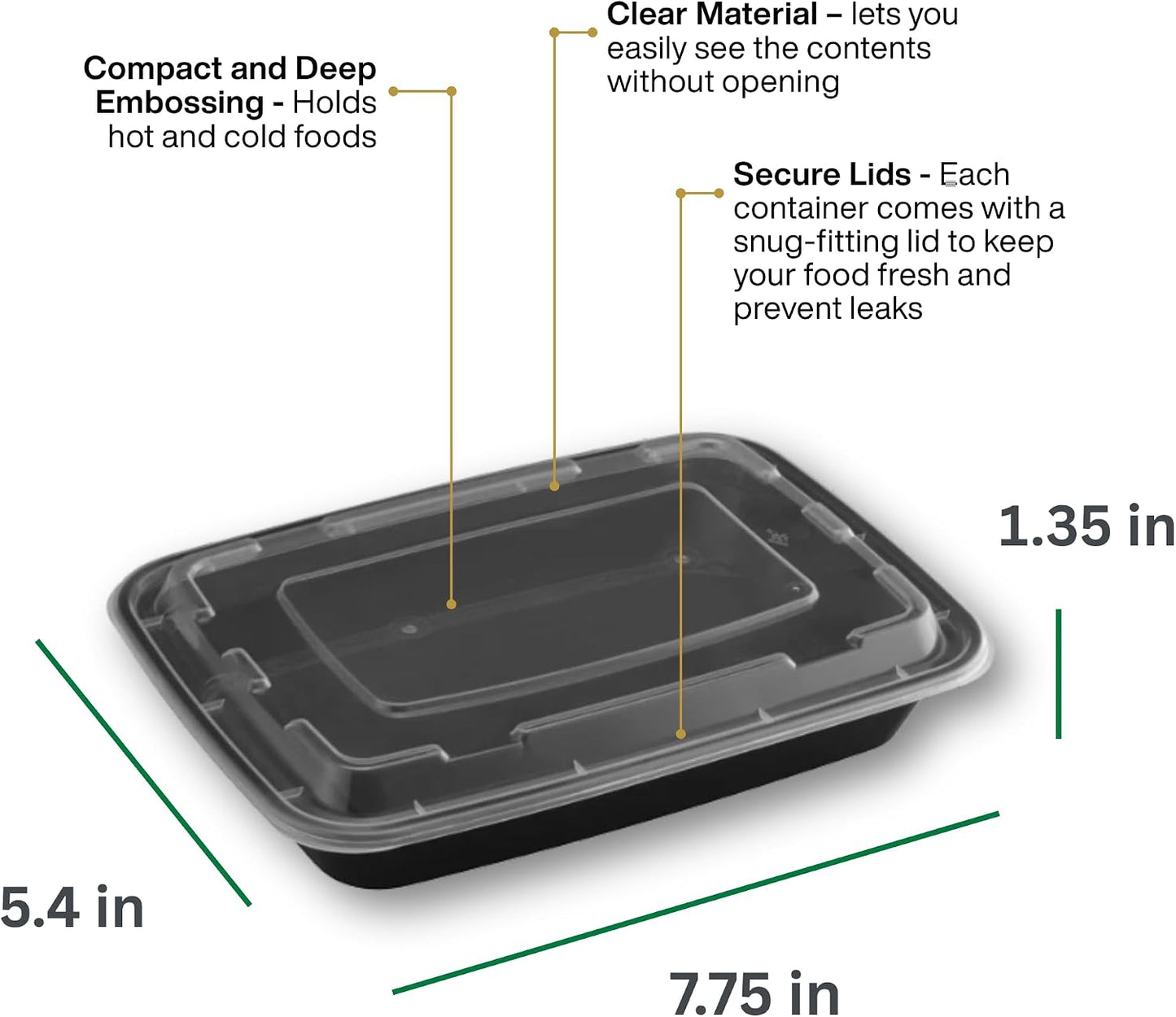 Meal Prep Containers [30 Pack] Rectangular Food Storage Containers with Lids, Bento Box, BPA Free, Stackable, Microwave/Dishwasher/Freezer Safe To Go Food Containers for Meal Prep (32 oz)