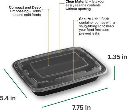 Meal Prep Containers [30 Pack] Rectangular Food Storage Containers with Lids, Bento Box, BPA Free, Stackable, Microwave/Dishwasher/Freezer Safe To Go Food Containers for Meal Prep (32 oz)