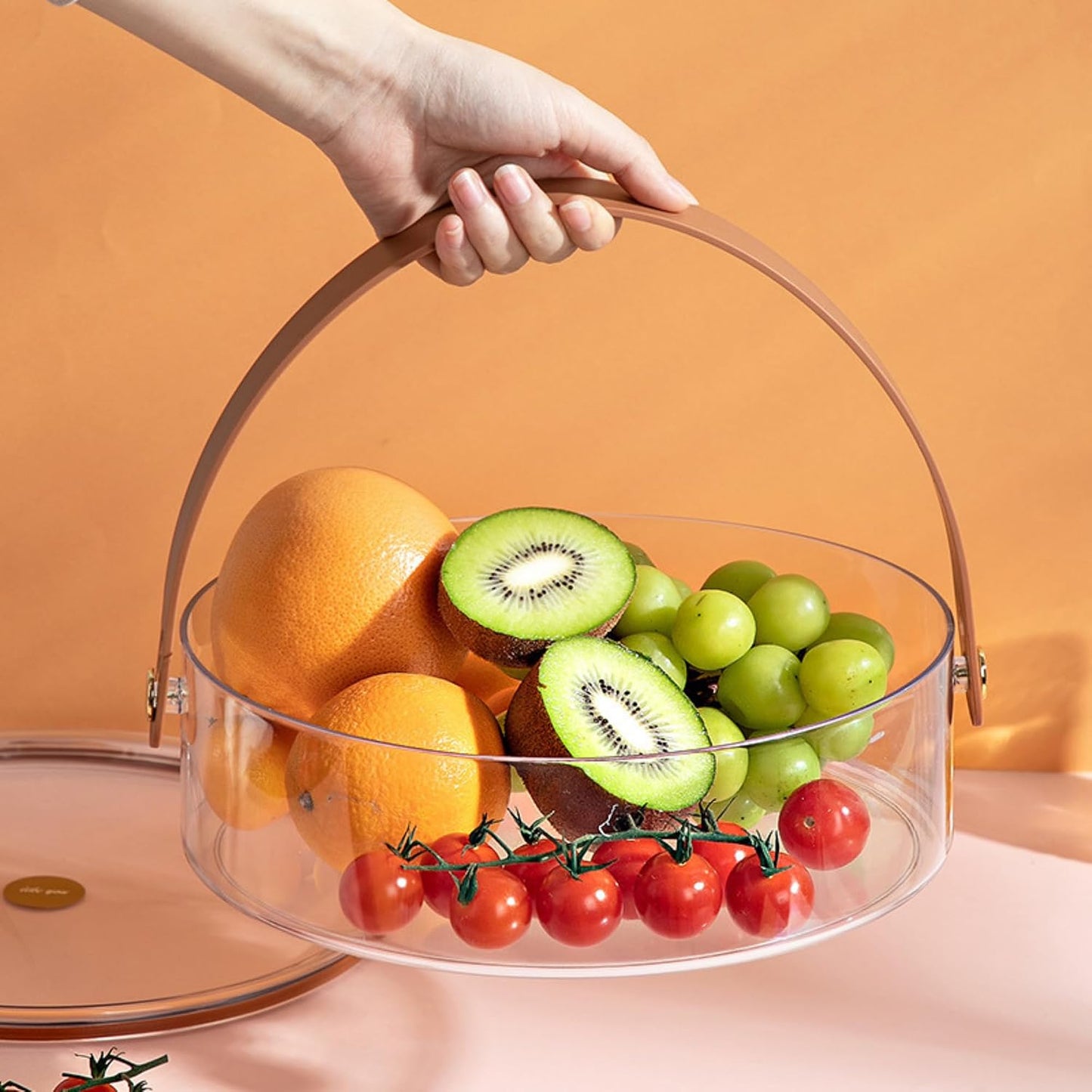 Round Plastic Divided Snack Box with Lid & Handle – Snackle Box Container for Fruits, Veggies, Candy, Travel, and Party Serving.