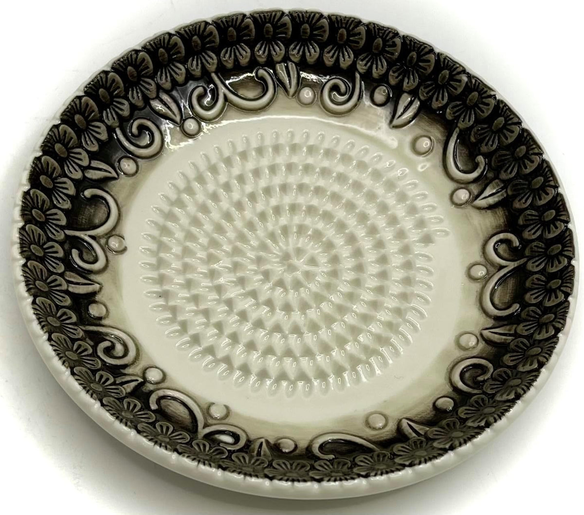 BonCera, Premium Ceramic Garlic Grater Plate Set - Black Embossed