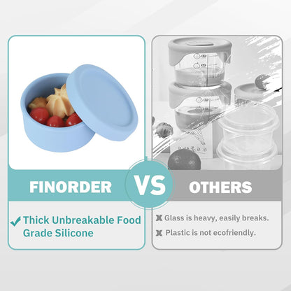 Finorder 6 Pack 3.5 oz Silicone Food Storage Containers Leak Proof Food Snack Storage Cubes,Reusable Small Containers with Lids Freezer Dishwasher Safe Lunch Box for Picnic, Gym, Work