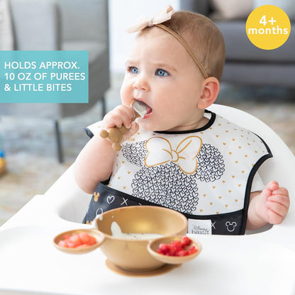 Bumkins Baby Bowl, Silicone Feeding Set with Suction for Baby and Toddler, Includes Spoon and Lid, First Feeding Set, Training Essentials for Baby Led Weaning for Babies 4 Months Up, Sage