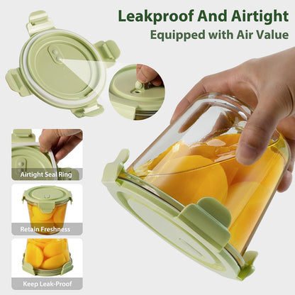 Freshmage 23oz Glass Meal Prep Containers with Lids, Airtight 3-Cup Glass Storage Containers Set, Heat-Resistant BPA-Free for Soup, Leftover, Microwave, Dishwasher, and Freezer Safe (6 Packs)