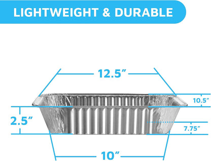 MontoPack Half-Size Aluminium Foil Lids | [100 Pack] Perfect Fit for 9x13 Roasting Pans | Premium Quality for Baking & Catering | Disposable Food Prep Containers Lids
