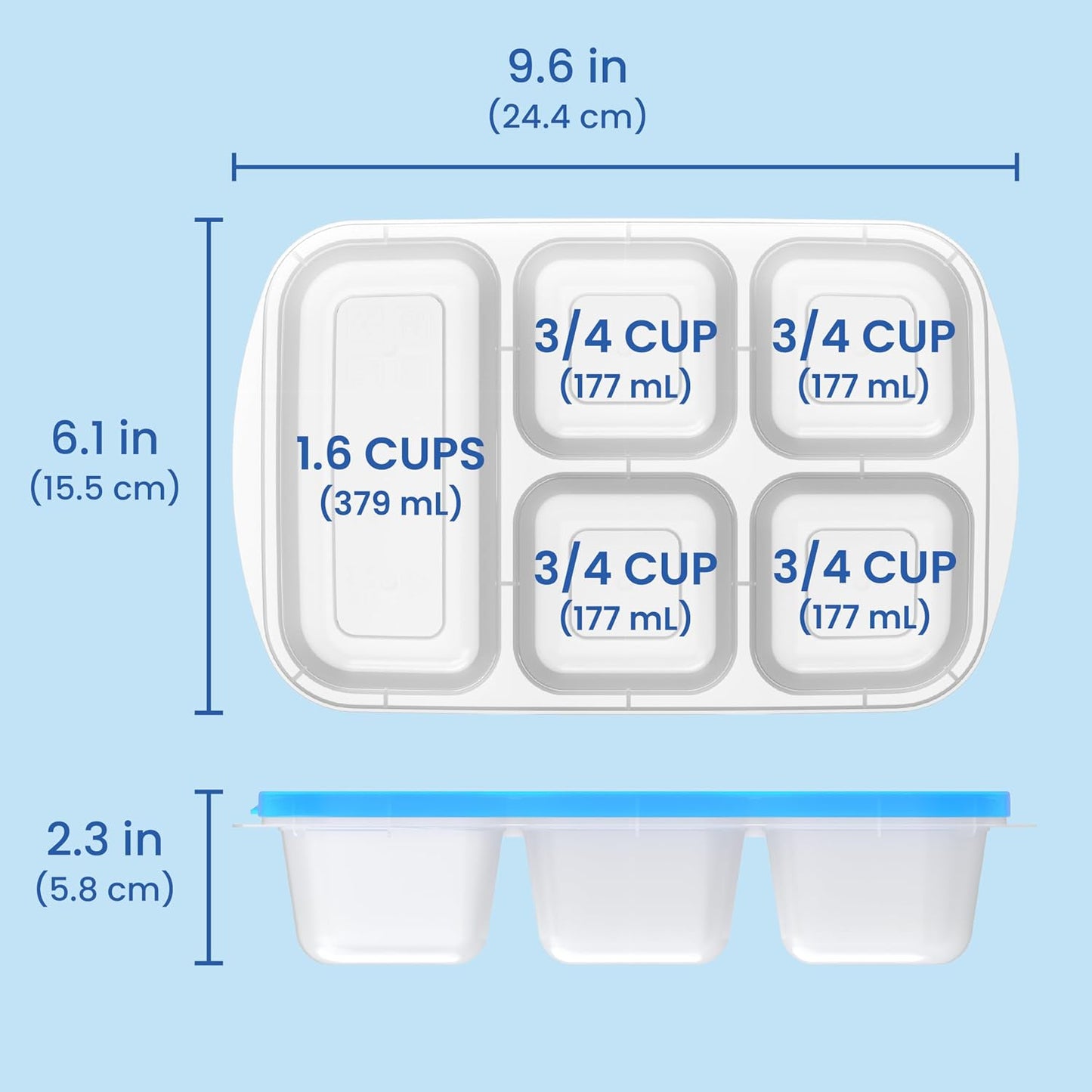 Bentgo Easyboxes - Reusable 5-Compartment Food Containers, Stackable 8-Piece Set, 4 Trays & 4 Lids, BPA-Free Food Storage for Meal Prep, School, & Work; Lunch Boxes with Patented Design (Classic)