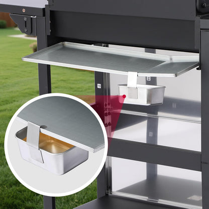 6-Burner BBQ Grill with Side Burner - 69,000 BTU Propane Gas Grill with Cast Iron Grate, Stainless Steel - 620 Sq. In. Cooking Area Cabinet Style Outdoor Grill for Barbecue & Backyard