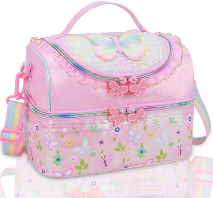 RHCPFOVR Kids Lunch Bag - Double - Decker Cooler Insulated Lunch Box for Boys Girls,Washable Lunch Bag with Strap and Reusable Toddler Lunchbox for School and Daycare