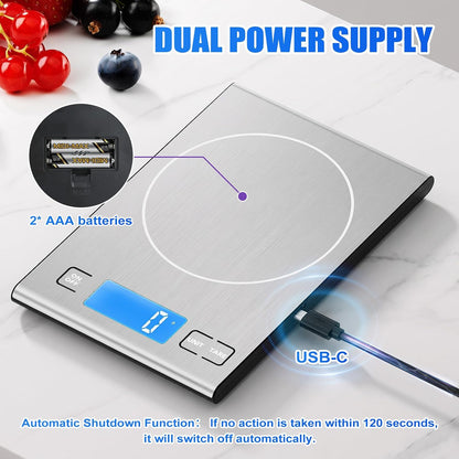 33lb Rechargeable Food Scale, Diyife 304 Stainless Steel Kitchen Scale