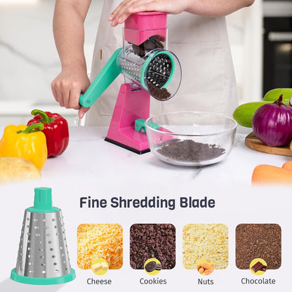 Upgraded Rotary Cheese Grater, Hand Crank, Pinkish Purple