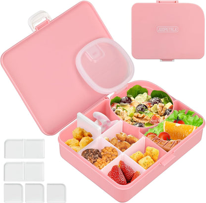 JOOPETALK Kids Snackle Lunch Box with Leak-Proof Snack Container, 8 Compartments with Detachable Dividers, BPA-Free, Dishwasher Safe – Bento Box for School & Travel(Blue)