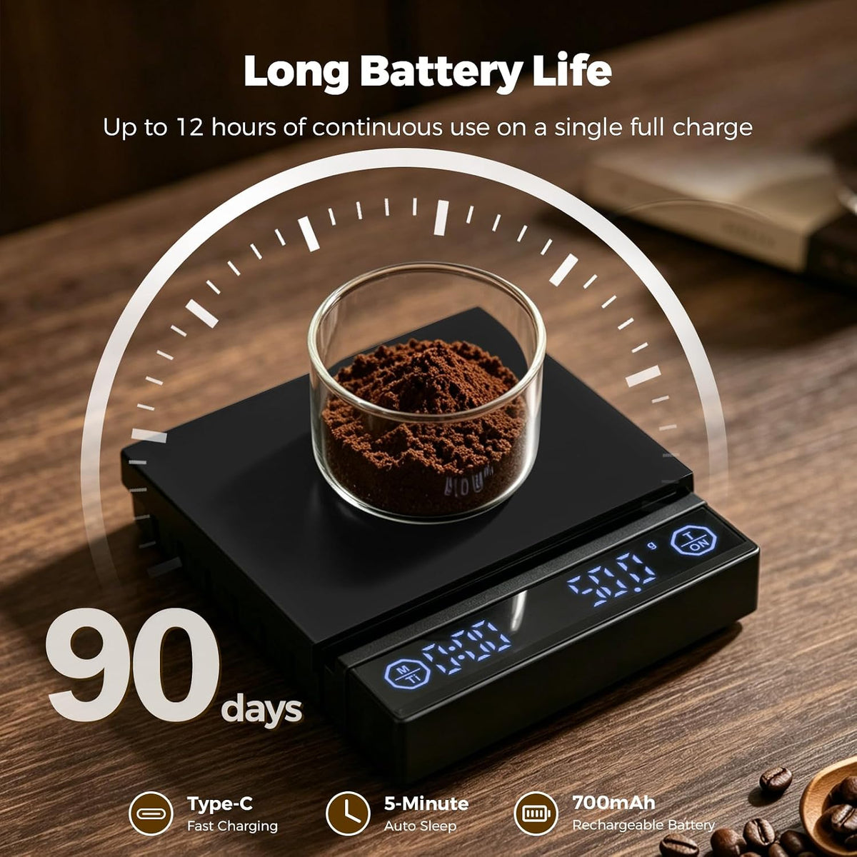 Pro Mael Espresso Coffee Scale with Auto Timer, 2kg/0.1g, Pour Over, Black