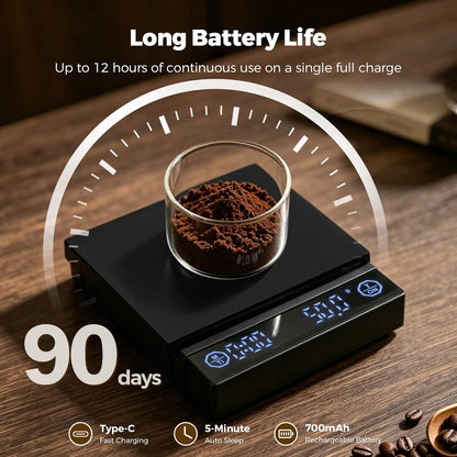 Pro Mael Espresso Coffee Scale with Auto Timer, 2kg/0.1g, Pour Over, Black