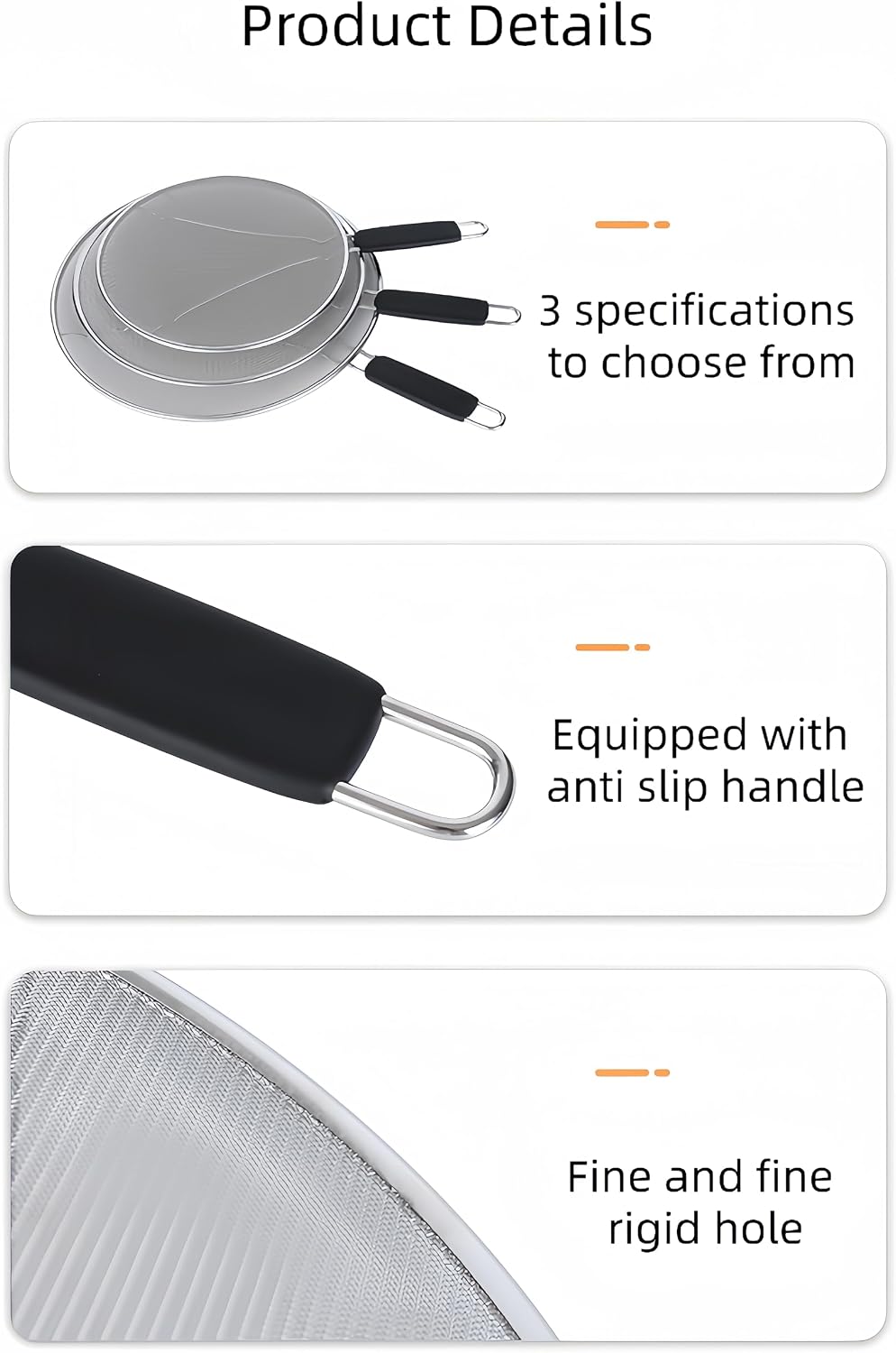 grease splatter guard,Kitchen Supply,Splatter Guard for Frying Pan & Food Strainer and Universal Cookware,stainless steel kitchenware,splash guard for Cooking with Comfort Grip Handles (1pcs-13 in)
