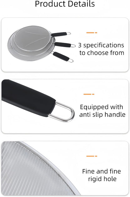 grease splatter guard,Kitchen Supply,Splatter Guard for Frying Pan & Food Strainer and Universal Cookware,stainless steel kitchenware,splash guard for Cooking with Comfort Grip Handles (1pcs-13 in)