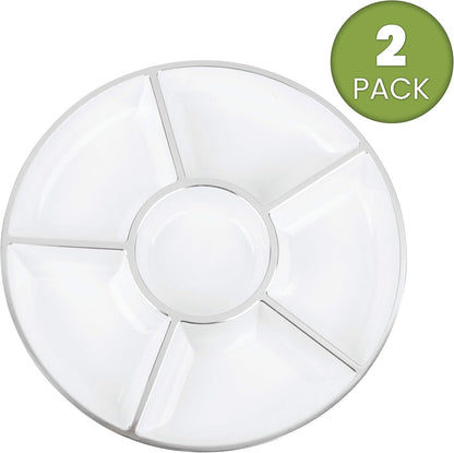 Plasticpro 6 Sectional Round Plastic Serving Tray/Platter (4, Clear)