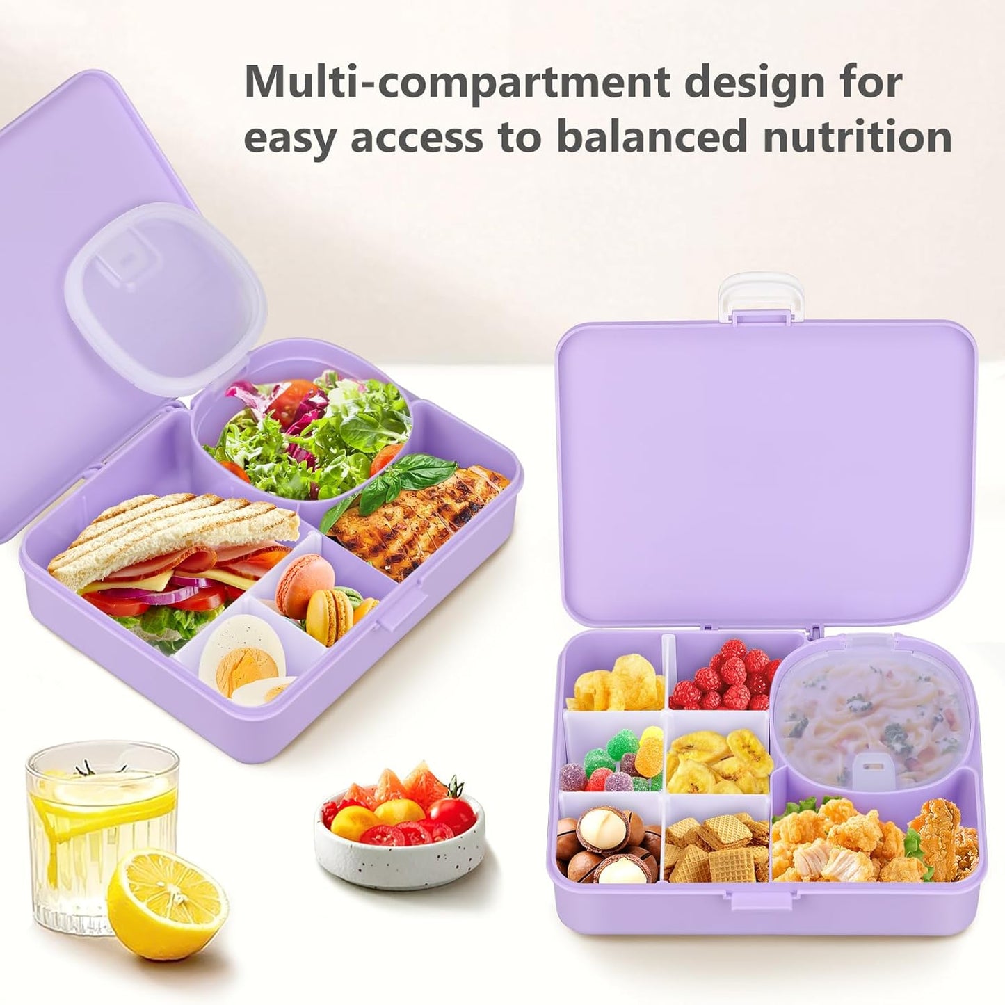 JOOPETALK Kids Snackle Lunch Box with Leak-Proof Snack Container, 8 Compartments with Detachable Dividers, BPA-Free, Dishwasher Safe – Bento Box for School & Travel(Blue)