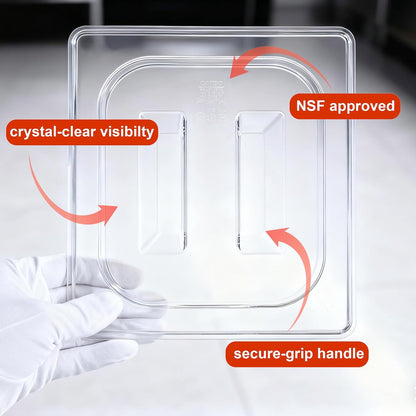 6-Pack Clear Polycarbonate Handled Lids for 1/6 Size NSF Food Pans