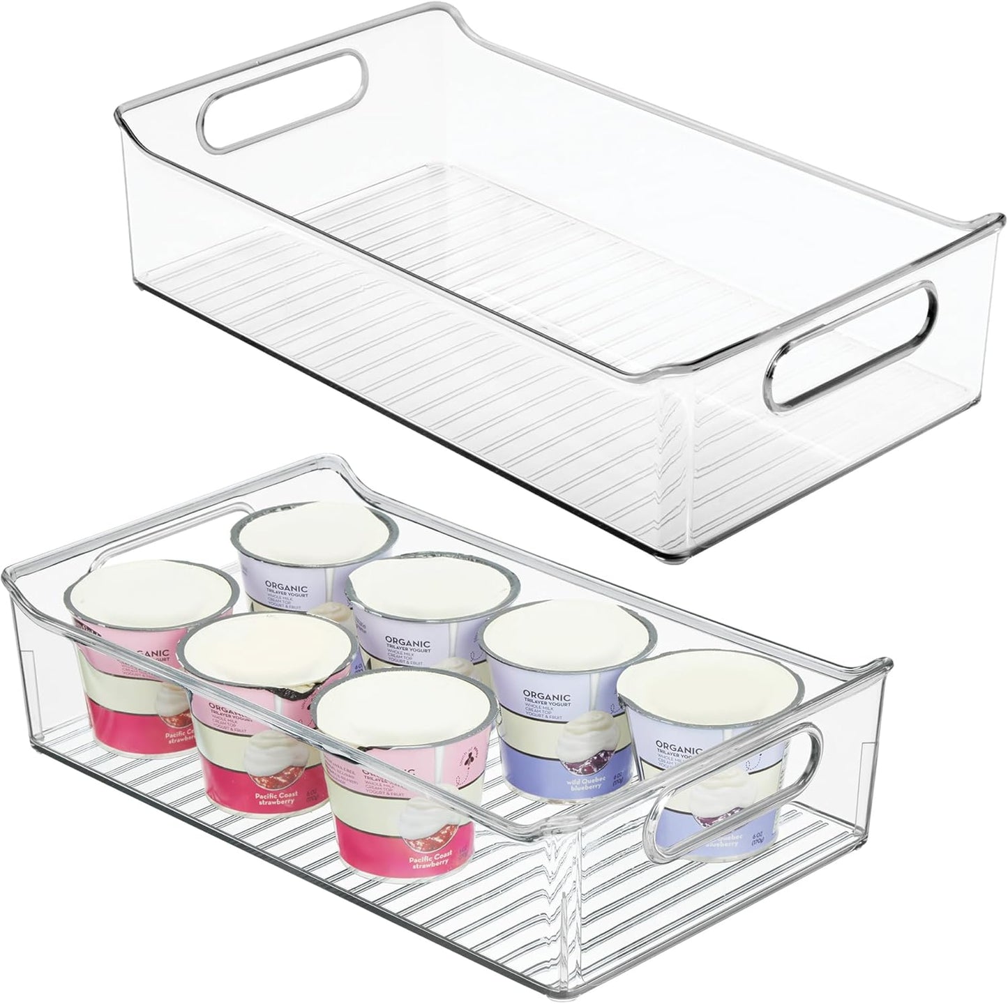 iDesign Stackable Storage Bin with Handles for Pantry or Fridge, Clear, Made in USA