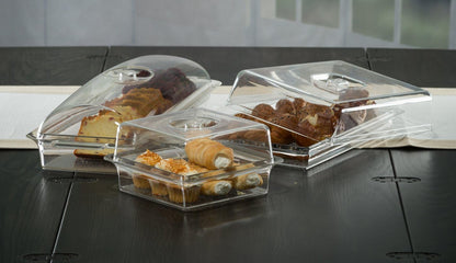 Clear Premium Acrylic Rectanglees Serving Tray with Lid (12.63" x 8.75" x 3.38") Perfect for Parties, Events, & Dining