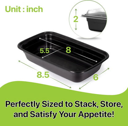 Meal Prep Containers [10 Set] 38 oz with Lids, 1 compartment, Stackable, Reusable, Leakproof, Food Safe, Microwave, Freezer & Dishwasher Safe for Food Prep Storage Bento Box (10 Set, 38 oz)