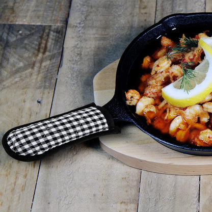 Patelai 4 Pcs Pot Handle Covers Heat Resistant Cast Iron,Black,Grey