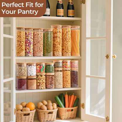 ComSaf 2Pcs Large Glass Storage Containers with Lids 4Qt, 1 Gallon Wide Mouth Flour Sugar Storage Containers, Large Capacity and Sealed for Rice, Cereal, Oat, Easy Clean and Scoop, Pantry Organization
