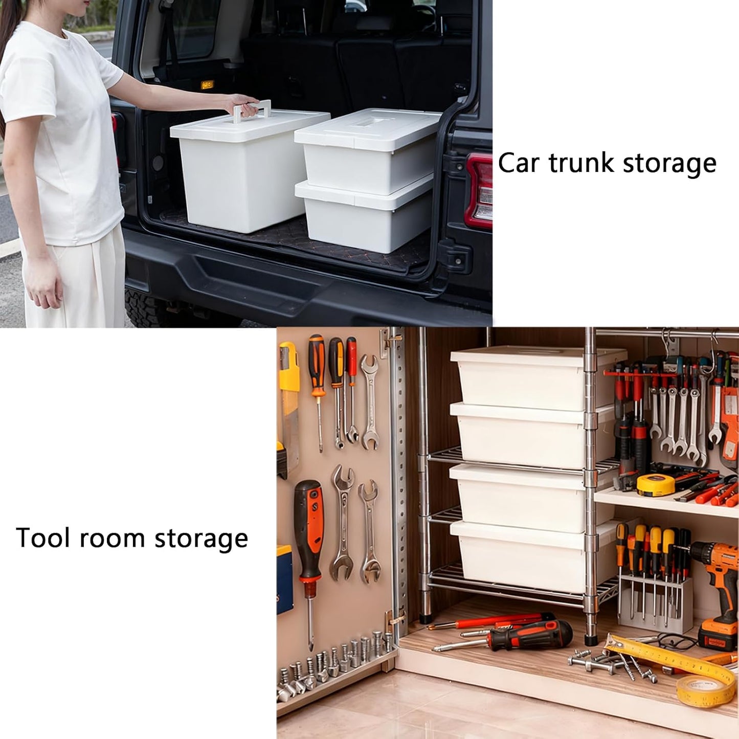 3 Extra Large Storage Bin with 4 Quiet 360° Swivel Casters - 55cm Heavy Duty Organizer with Snap-On Lid, Dust-Proof Moisture-Proof, Stackable Design for Living Room, Bedroom, Study
