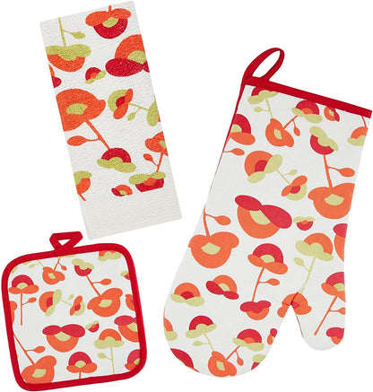 Oven Mitts and PotHolders Sets, 4 Pcs Kitchen Oven Glove High Heat Resistant 400°F Pot Holders for Kitchen, Non-Slip Neoprene Oven Mitts are Suitable for Cooking, Baking (Black)