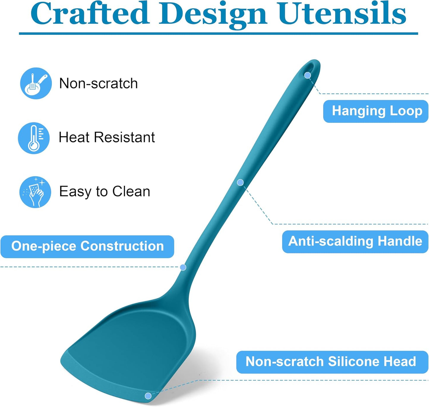 LIANYU Non-Toxic Silicone Kitchen Utensils Set, 8 Piece Non-Scratch Cooking Spoons & Spatulas, Stainless Steel Core, Heat Resistant & Dishwasher Safe, Khaki