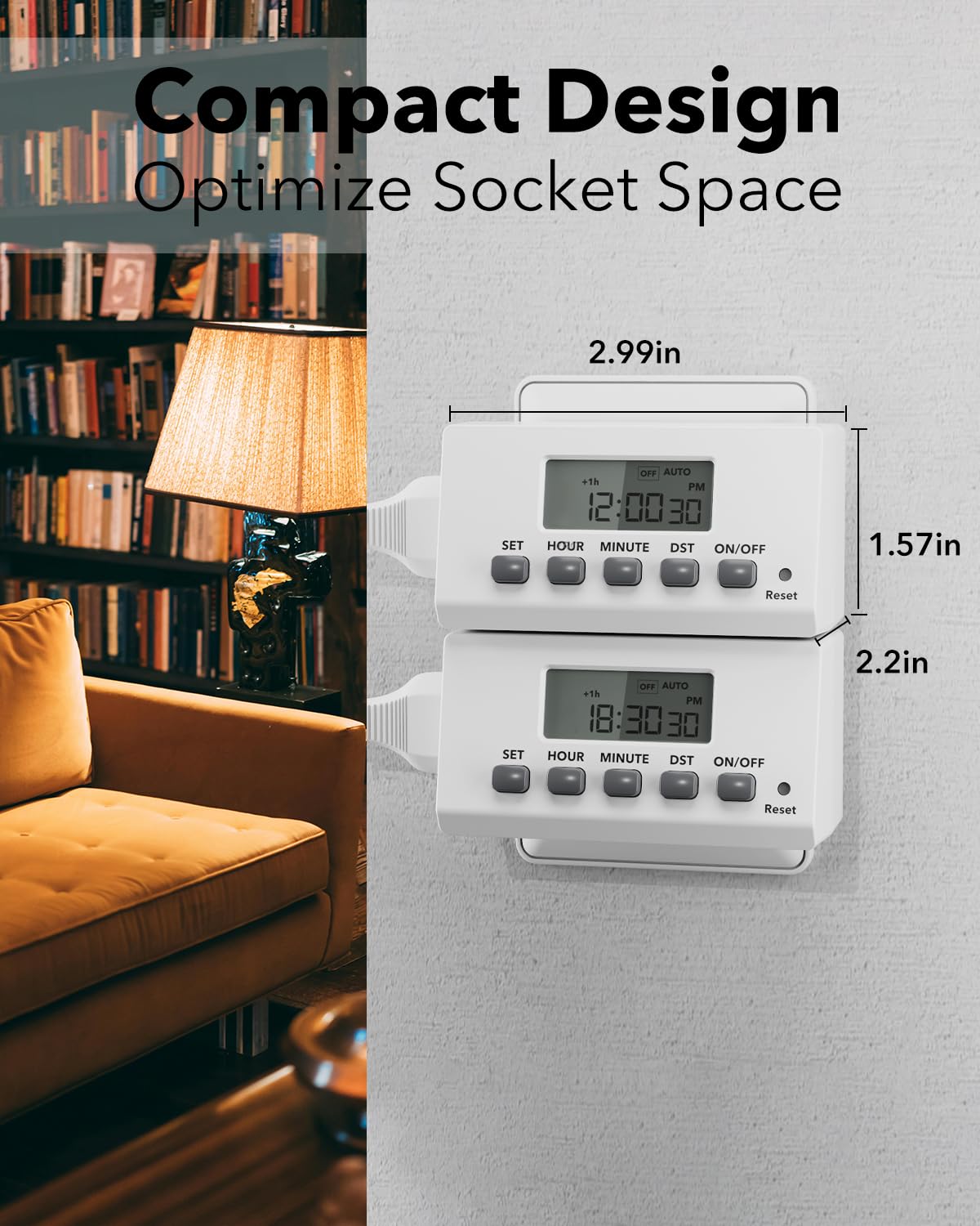 BN-LINK Indoor 7-Day Programmable Digital Timer Outlet, 2 Outlets