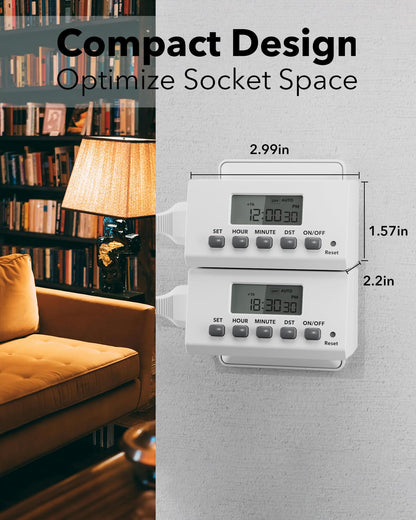 BN-LINK Indoor 7-Day Programmable Digital Timer Outlet, 2 Outlets