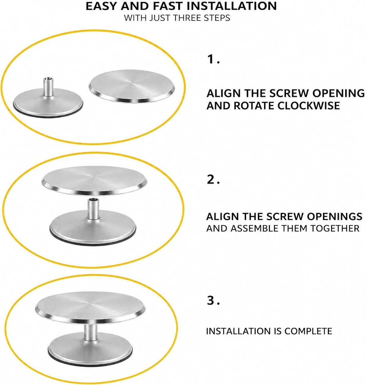 Aluminium 360° Rotating Detachable Cake Turntable – 12 Inch Non-Slip Cake Decorating Stand for Frosting, Icing, DIY Baking, Professional & Home Use