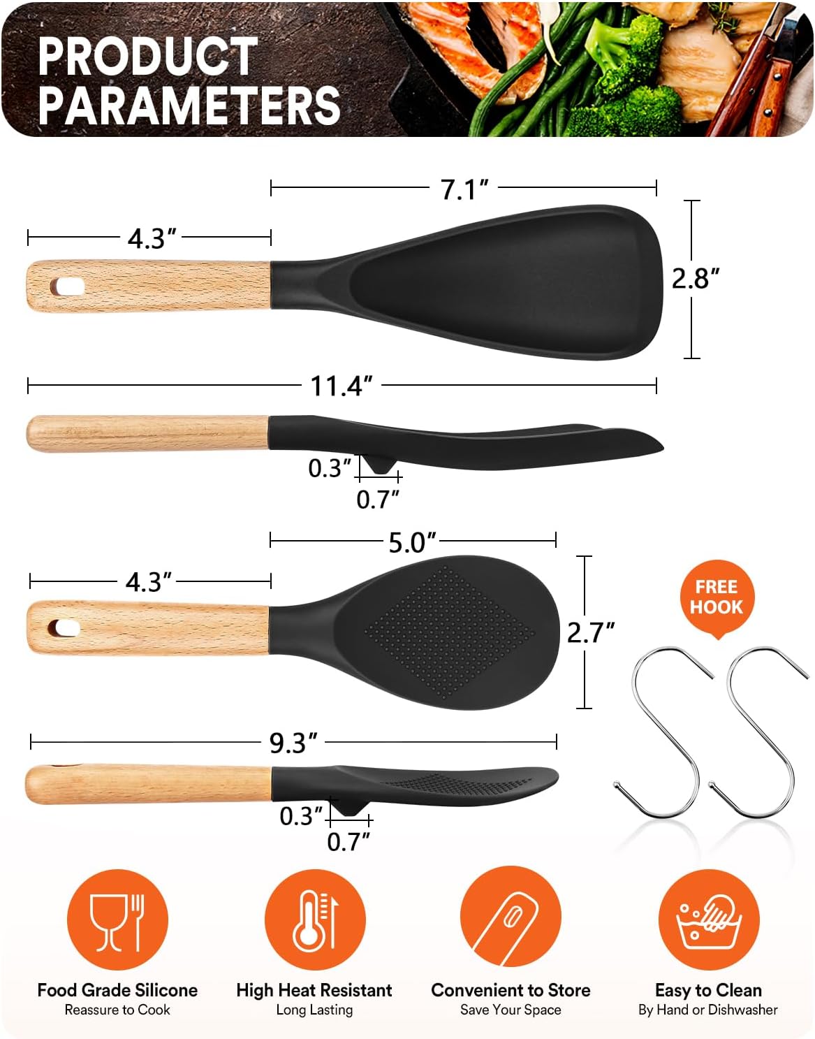 Badiano Cooking Spoon and Rice Scooper for Nonstick Cookware,Multi-function