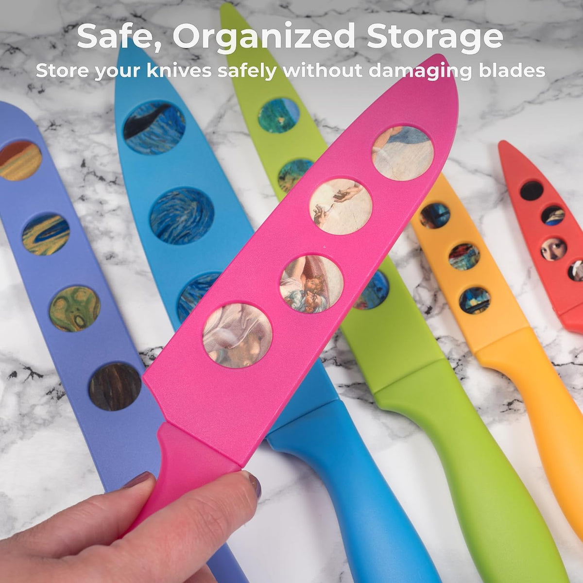 CHEF'S VISION Landscape BladeKeepers, 6 Color-Matched Knife Blade Covers
