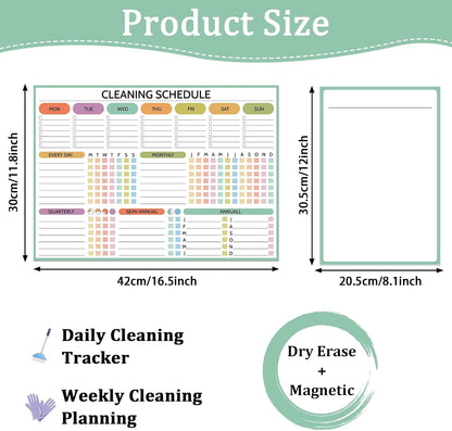 Naozinebi 2 Pcs Magnet Cleaning Planner Magnetic Cleaning Schedule and Checklist Daily Weekly Monthly Quarterly Semi-Annual Annually Chore Chart for Adults Dry Erase to Do List White Board for Fridge