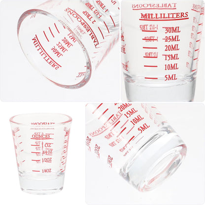 Tofficu Glass Measuring Cups with Scale 30ml Small Marked Coffee and Milk Beaker Set 3 Pieces Household Bakery Supplies for Kitchen Use