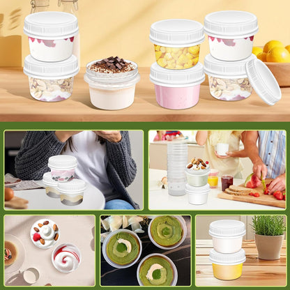 10 Pack 4oz Reusable Small Plastic Containers with Screw Lids, Small Food Storage Freezer Containers, Stackable Food Storage Jars, Sauce Condiment Jars Lunch Box Accessories