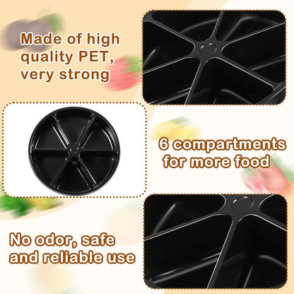 Baderke 10 Pack 10 Inches Round Plastic Serving Tray 6 Sectional Plastic Appetizer Tray with Lid Clear Food Platters Round Platter Container Veggie Fruit Organizer for Party and Buffet (Clear)