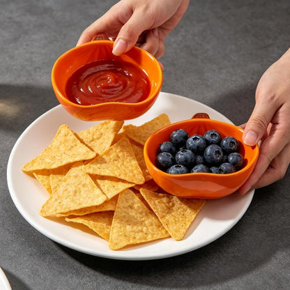 Ceramic Soy Sauce Dishes, Green Leaf Shape Dipping Bowls, 1.5OZ