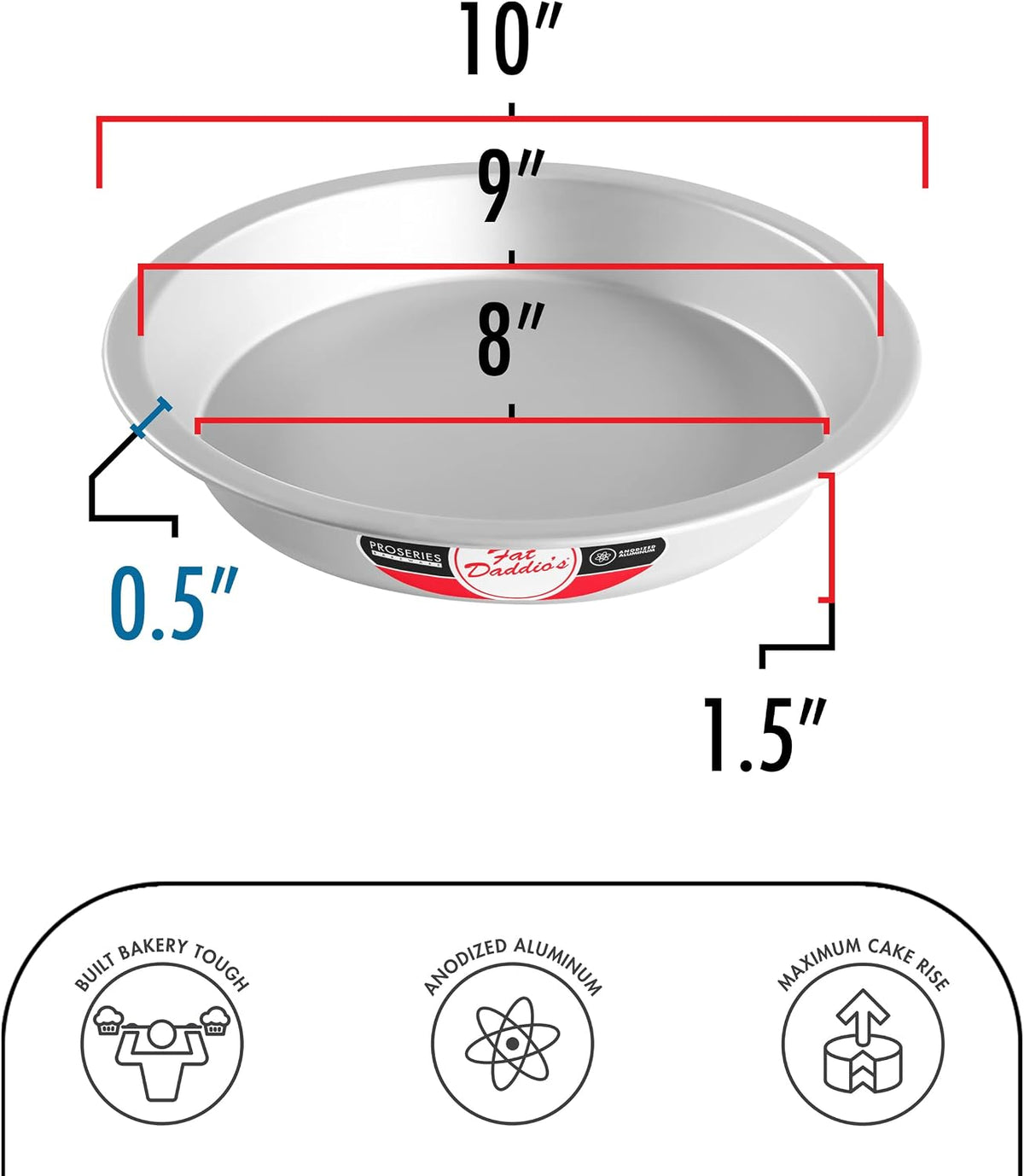 Fat Daddio's PIE-6 Anodized Aluminum Pie Pan, 6 x 1.5 Inch