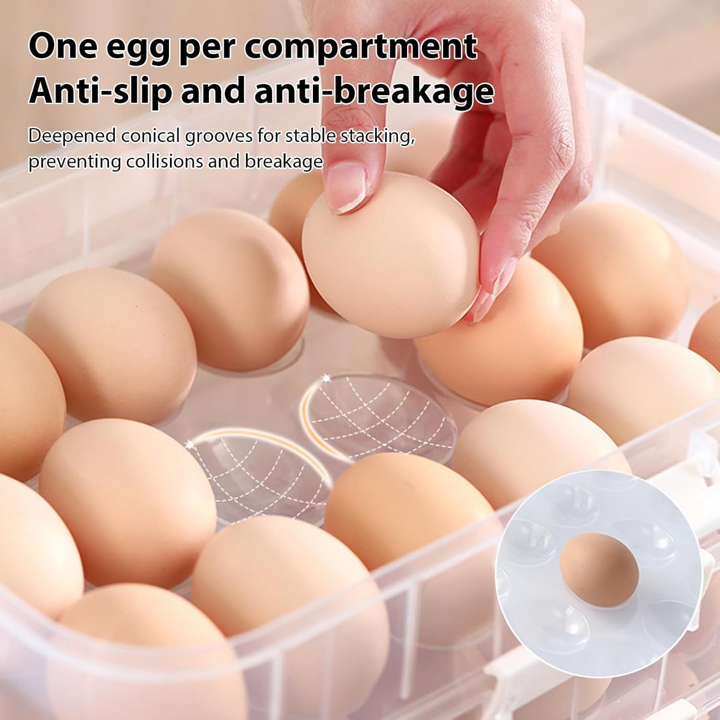 Deviled Egg Carrier 2-Layer Plastic Clear Deviled Egg Tray with Lid & Handle & Buckle Thickened 36 Holder for Fridge, Travel, Party