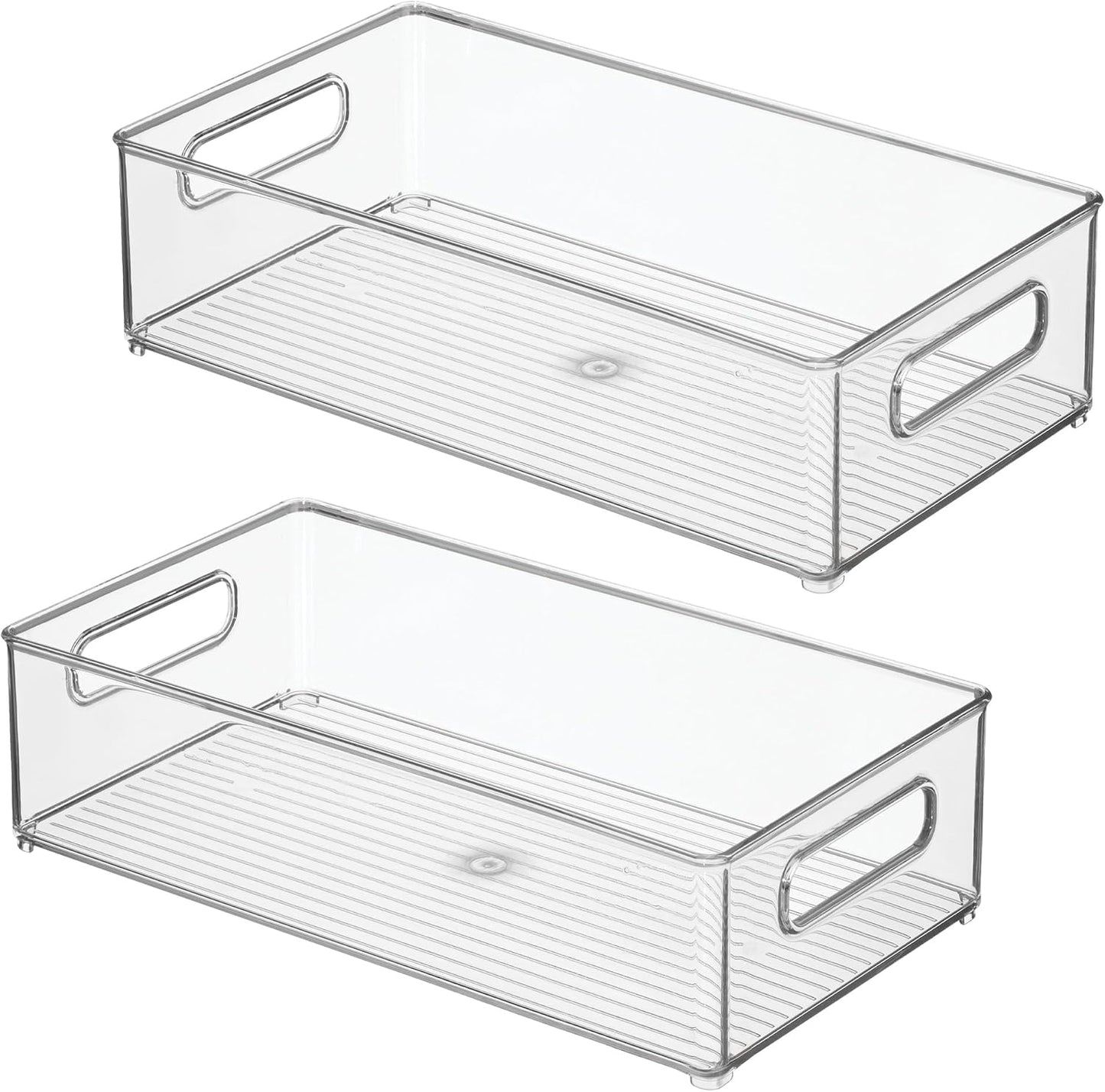 iDesign Stackable Fridge Bin - Storage Bin for Freezer or Pantry, Set of 2, Clear, Made in USA