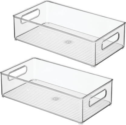 iDesign Stackable Fridge Bin - Storage Bin for Freezer or Pantry, Set of 2, Clear, Made in USA