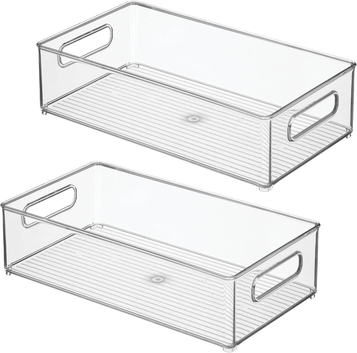 iDesign Stackable Fridge Bin, Clear, Set of 2 | Storage Bin for Freezer or Pantry, Made in USA