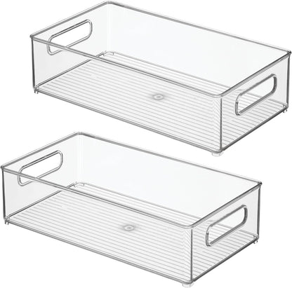 iDesign Stackable Fridge Bin, Clear, Set of 2 | Storage Bin for Freezer or Pantry, Made in USA