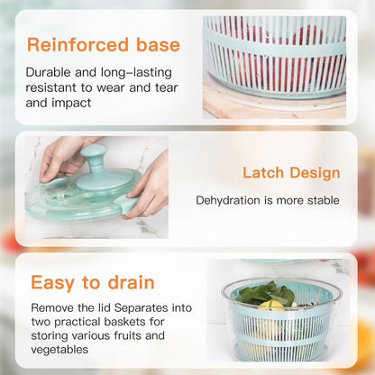 Large Salad Spinner,6.3QT Lettuce Spinner, Salad Dryer for Washing, Spinning, and Draining Greens, Fruits, and Vegetables