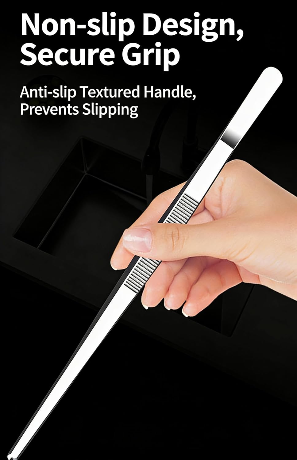 2-Pack 12-Inch BBQ Kitchen Tweezers Tongs, Extra-Long Stainless Steel Cooking Tweezers Dishwasher Safe for Grilling, Baking & Food Prep (12Inch BBQ Tongs)