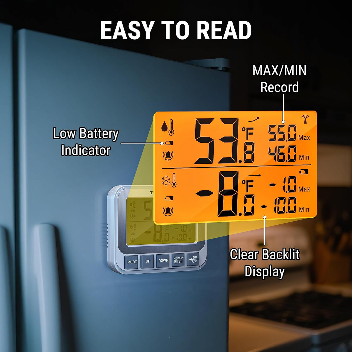 TempPro TempAir Wireless Freezer Fridge Thermometer with Alarm