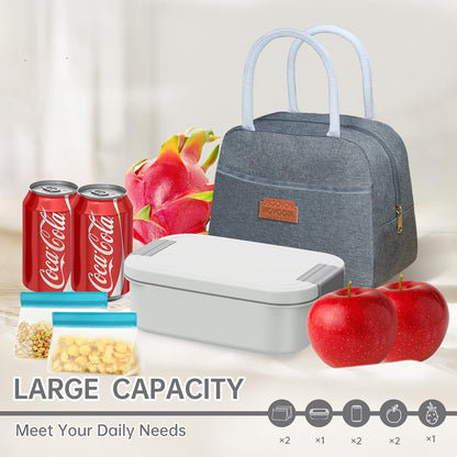 JBGOYON Bento Box and Lunch Bag Set, Leak-Proof Lunch Box for Adults and Kids with Built-in Utensils, Insulated for Work School Travel, Microwave & Dishwasher Safe, All-in-One (Purple)
