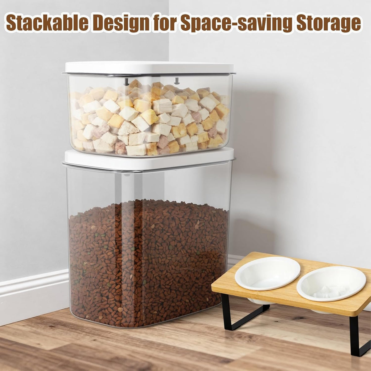 TBMax Dog Cat Food Storage Container 12Lbs with Airtight Flip-up Lid, Large Pet Food Dog Treat Container with Scoop, Airtight Food Storage Bin for Kitchen Organization